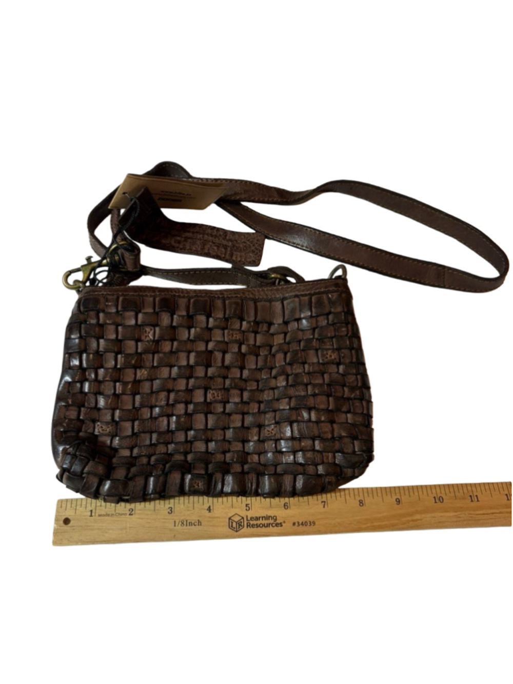 My Biba Brown Woven Leather Crossbody Bag Boho Festival Artisan Handcrafted Purs - Picture 4 of 9